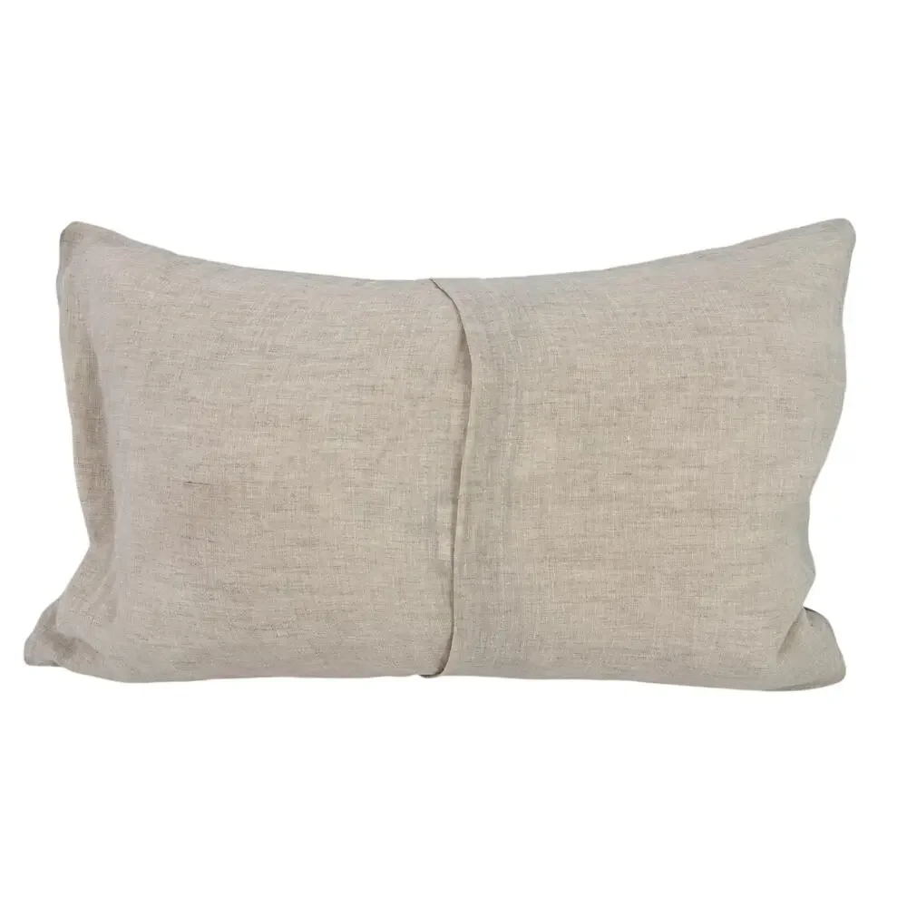 RH Restoration Hardware Velvet Linen Tufted Lumbar Pillow 22x14 Down Insert